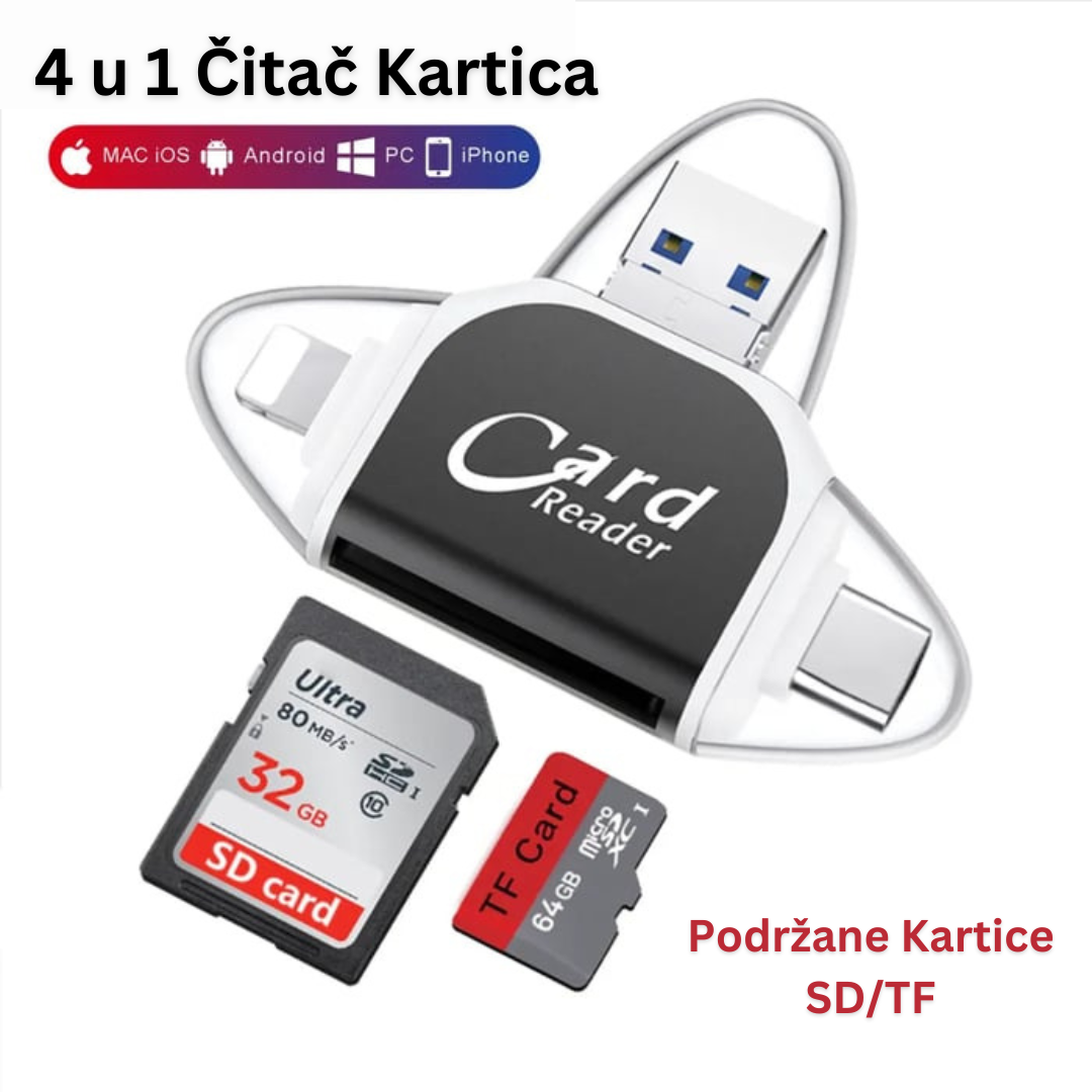 4 u 1 Univerzalni SD TF čitač kartica