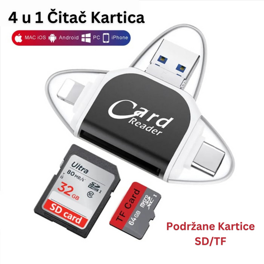 4 u 1 Univerzalni SD TF čitač kartica