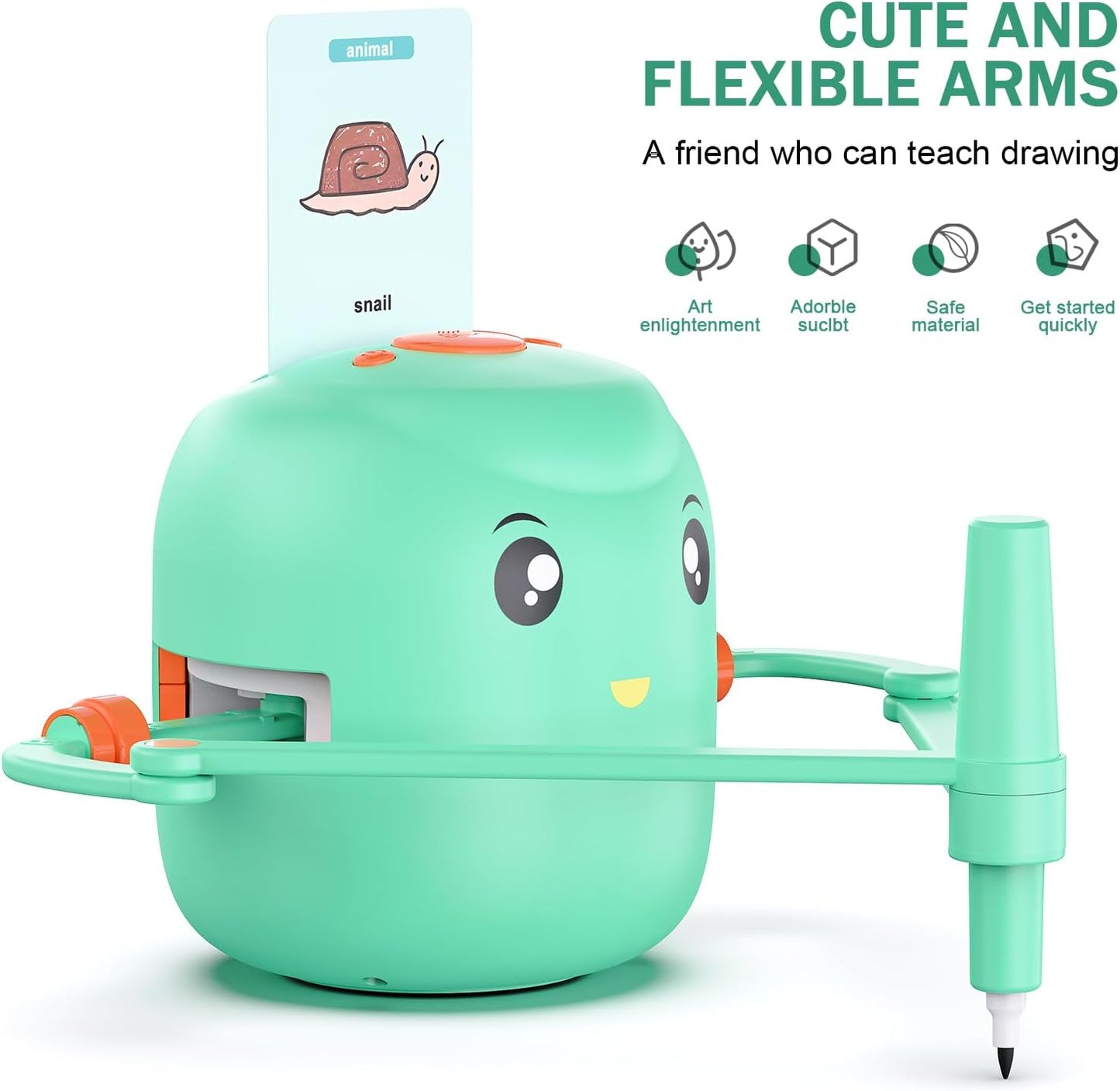 Pametni crtaći robot za djecu | Montessori edukativna igračka (5+) – glasovna interakcija, 16 flomastera, 150 kartica