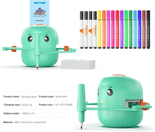 Pametni crtaći robot za djecu | Montessori edukativna igračka (5+) – glasovna interakcija, 16 flomastera, 150 kartica